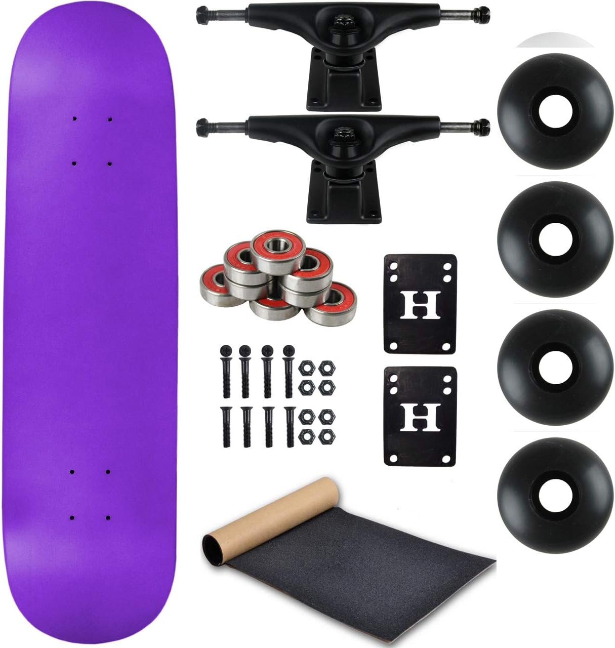 Moose Complete Skateboard Neon Purple 8.25" with Black Trucks and Black Wheels