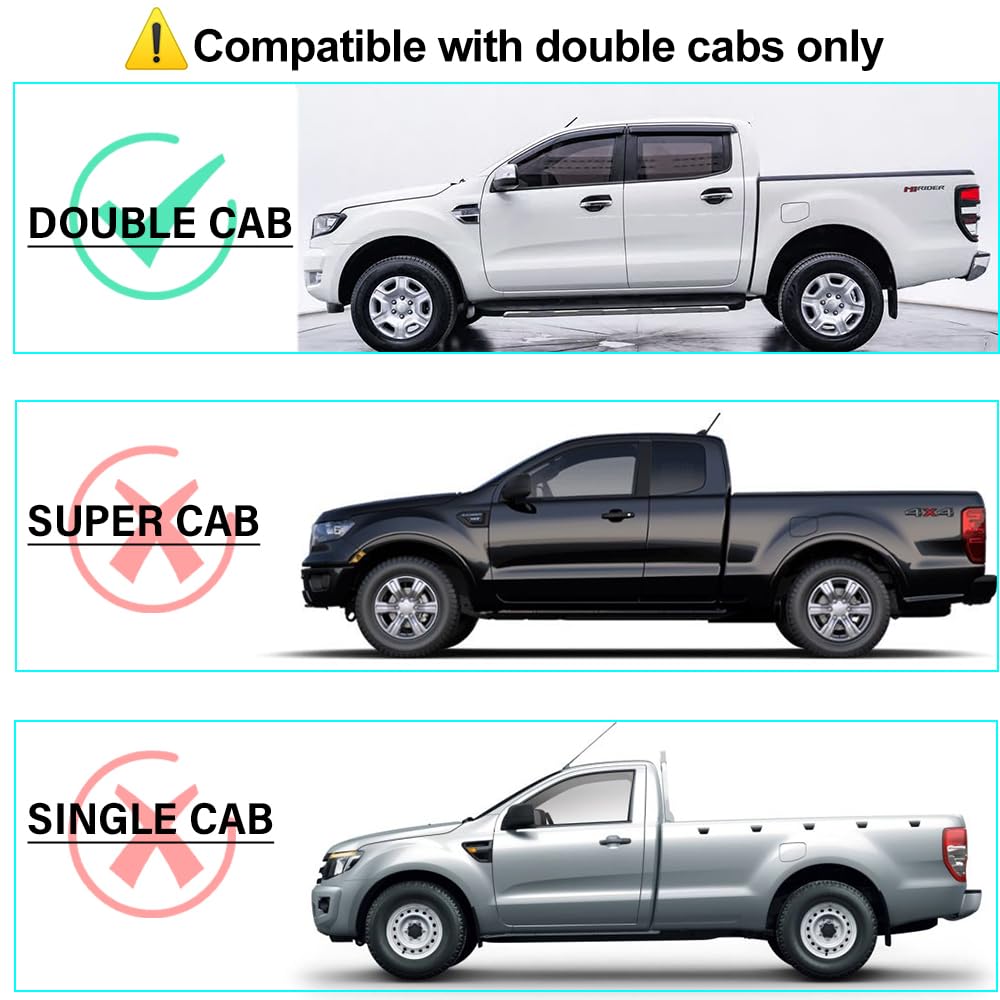 Protector de Maletero de 3 Piezas para Ford Ranger 2012-2022 Doble Cabina XL XLT Tremor Limited Wildtrak Wildtrak X Platinum Raptor T6 T7 T8 de 4 Puertas