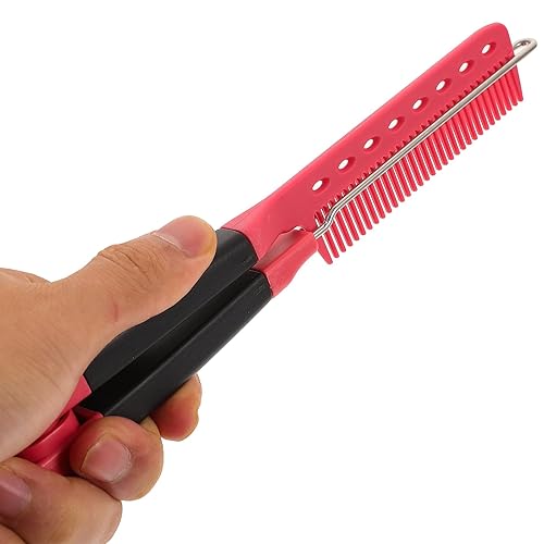 Miniatura 8 de Cepillo desenredante para alisar el cabello Peine para grandes tresses, alisador de pelo profesional rosado