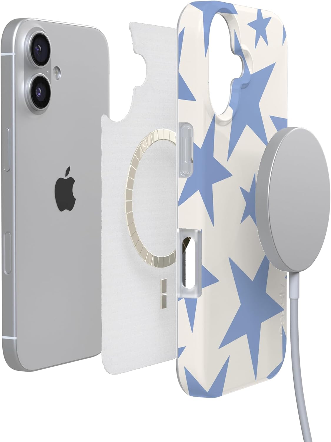 Casely iPhone 17 Case | Stars Align | Blue & White Stars | Compatible with MagSafe | Classic Ultra Slim Design