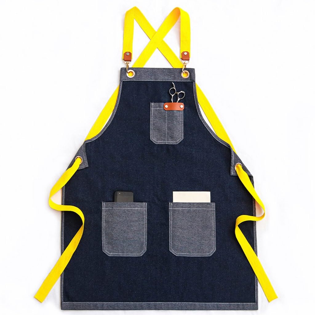 Delantal de Cocinero Delantal de barista cocina hogar Denim peluquería barbero hombres y mujeres floristería ropa de trabajo Delantales para Cocinar