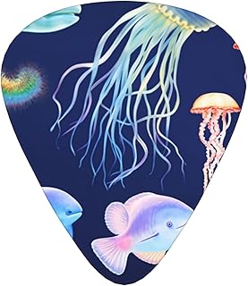 Aquatic Sea Animal Guitar Picks 12 Pack Bass Picks with Organizer Box Guitar Plectrum Includes Thin Medium Heavy Guitar Picks Ukulele Picks for Bass Acoustic Electric Guitars