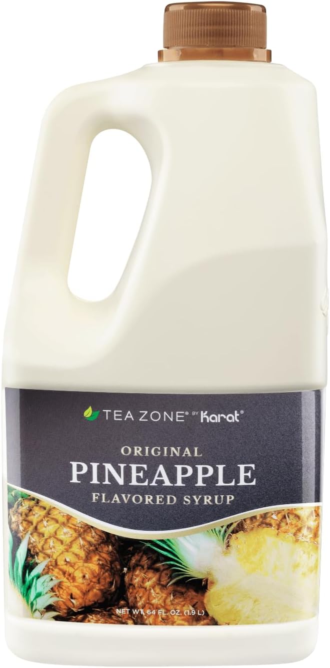 Tea Zone J1071 64 oz Pineapple Syrup for Tea, Beverages, Sweets, Ice Cream, Cocktails Blending