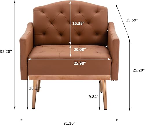 Miniatura 2 de SZLIZCCC Silla decorativa moderna, sillón tapizado de cuero PU, sillón tapizado, silla de salón de club. Adecuado para estudio, silla de sala de