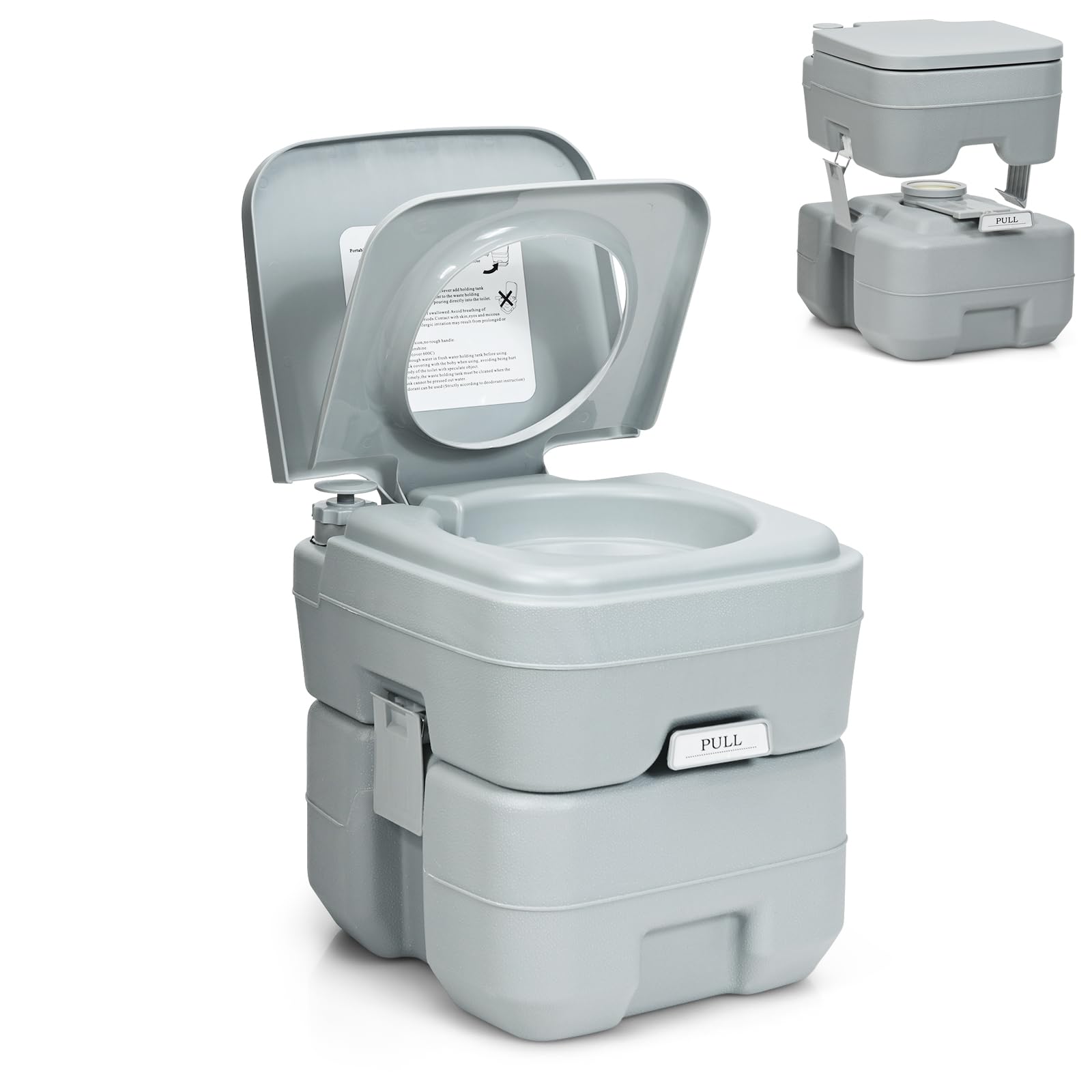 SOARS 20L Inodoro Portátil con Depósito de Agua Residual y de Agua Dulce Extraíble, Baño Portatil con Cisterna, Carga 100 KG(MAX), HDPE, WC Portatil con Tapa para Senderismo Viaje Camping