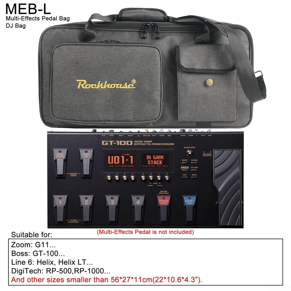 Pedalboard Gitarre Tragetasche Wasserdicht Gepolstert Netzteil Fach Organizer für Musiker Schwarz 49x27x16cm(L)