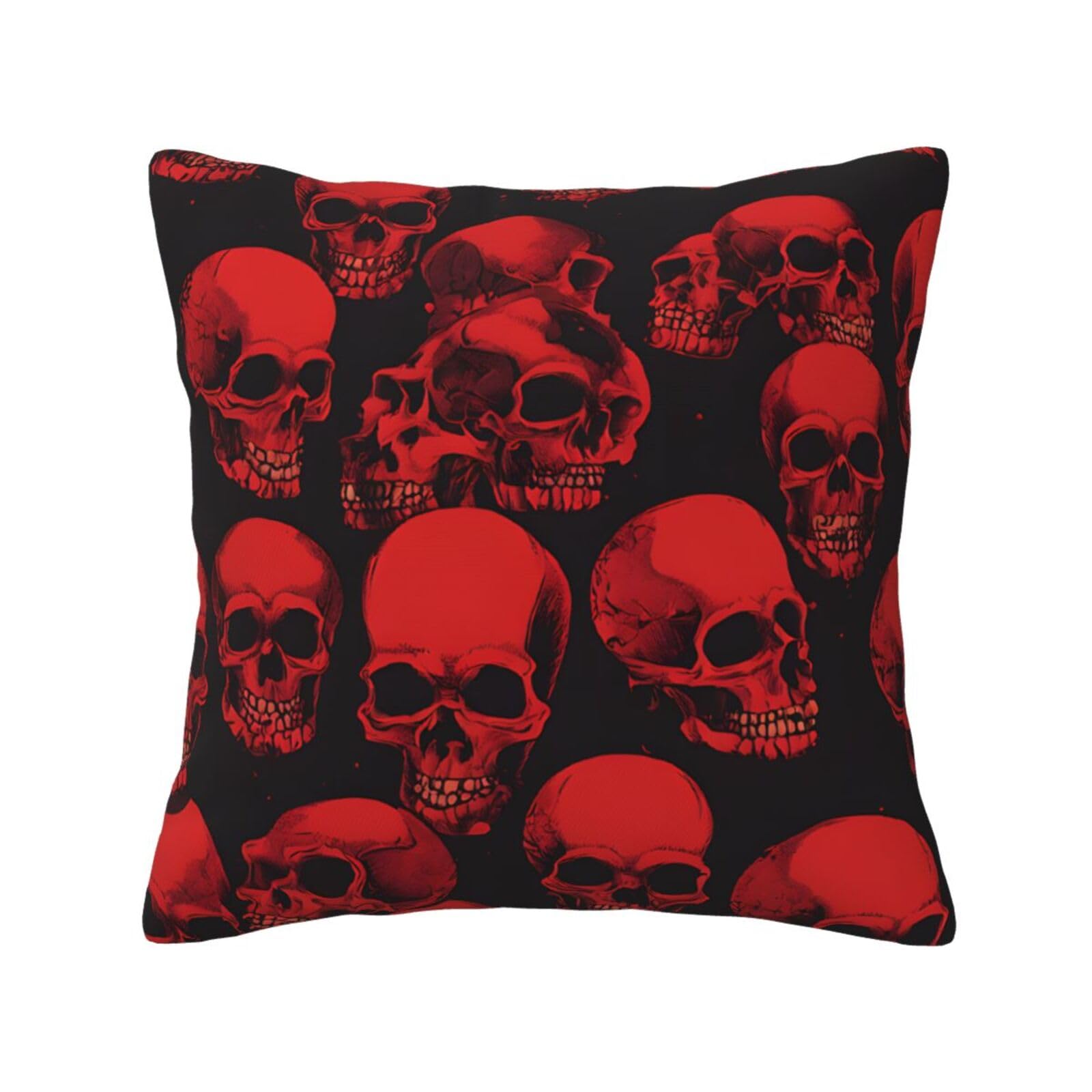 LHFIOHIRG (Red Skulls) Decorative Throw Pillow Covers Double-Sided Printed Cushion Covers for Sofa, Couch, Bed, and Home Decor 30 x 30cm
