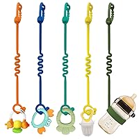 Vista 1 de Correas de juguete para bebé – Paquete de 5 correas ajustables de silicona para juguetes para bebés y correas de copa para cochecitos, sillas altas