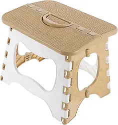 Banqueta Multiuso Dobrável Portátil - Compacta, Ergonômica e Resistente para Camping, Eventos e Casa (Bege)