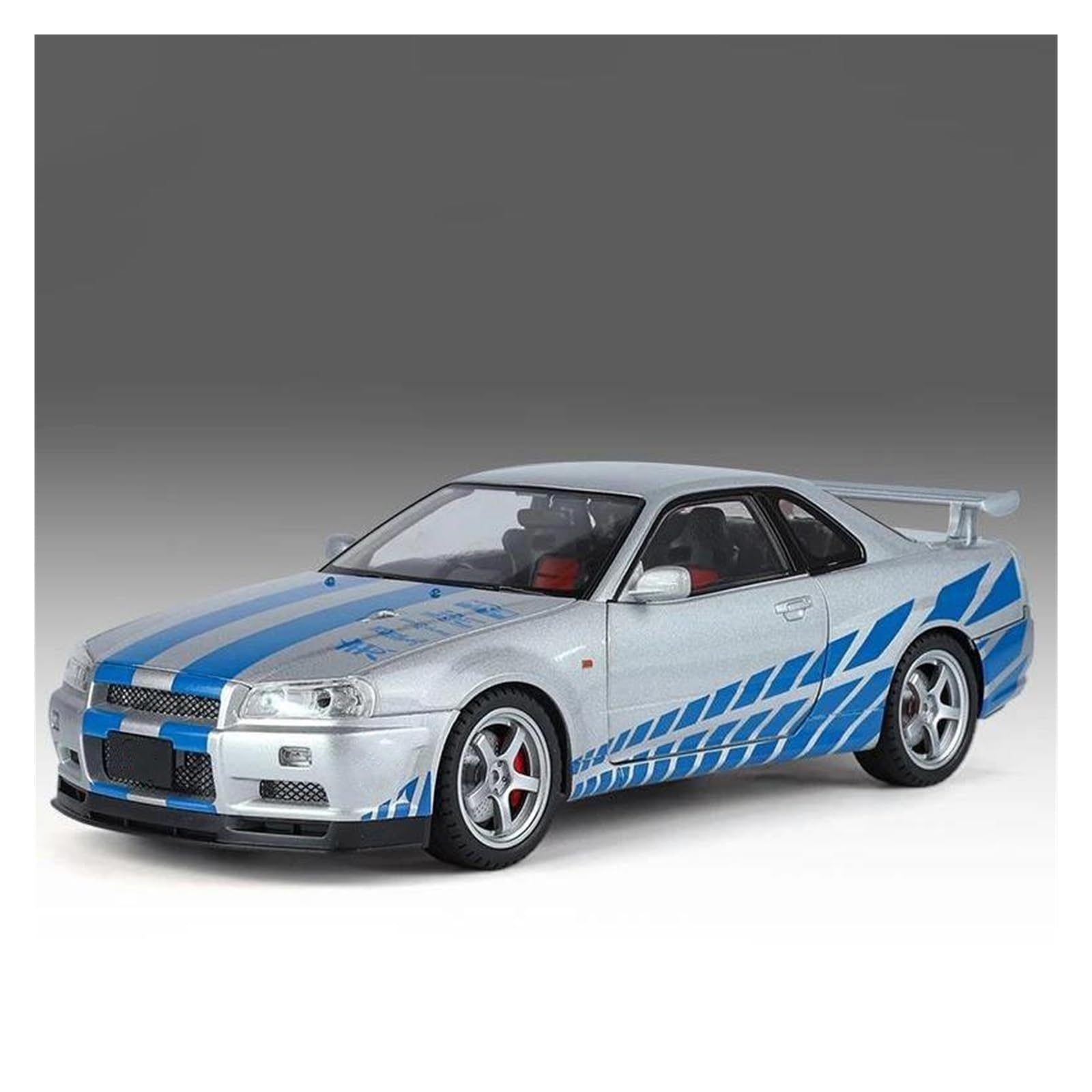AUDSNI Die-Cast Diecast Car Model 1:18 For Skyline For GTR R34 Car Model Alloy Diecasts Vehicles(Silver)