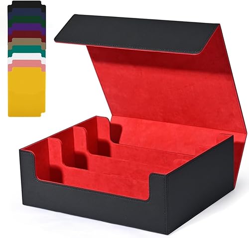 Caja de almacenamiento de tarjetas para tarjetas intercambiables, más de 1800 fundas de piel sintética para cartas de comandante, soporte magnético