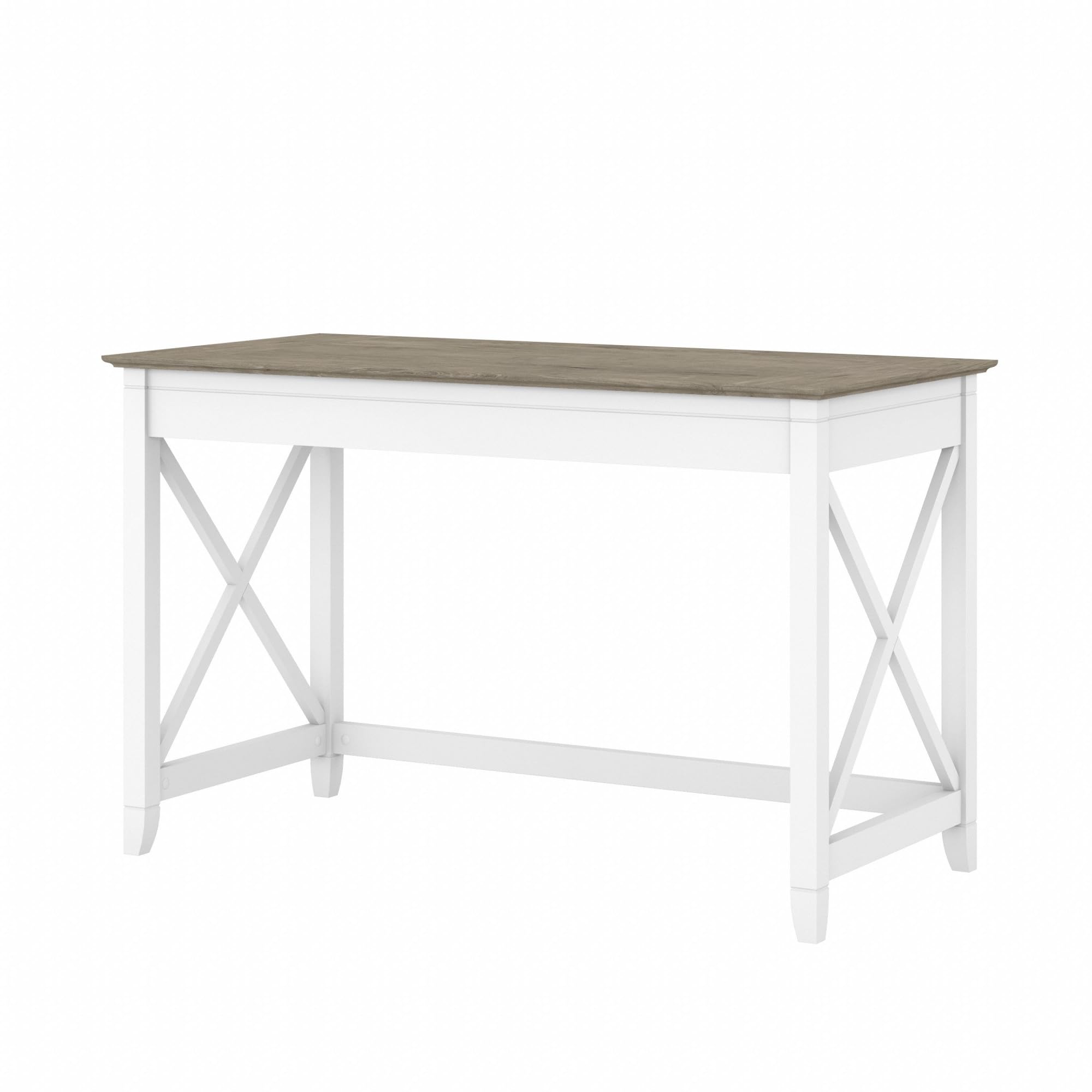 Bush Furniture Key West Collection Writing Desk | Writing Table for Home Office in Pure White and Shiplap Gray | Small Modern Farmhouse Desk