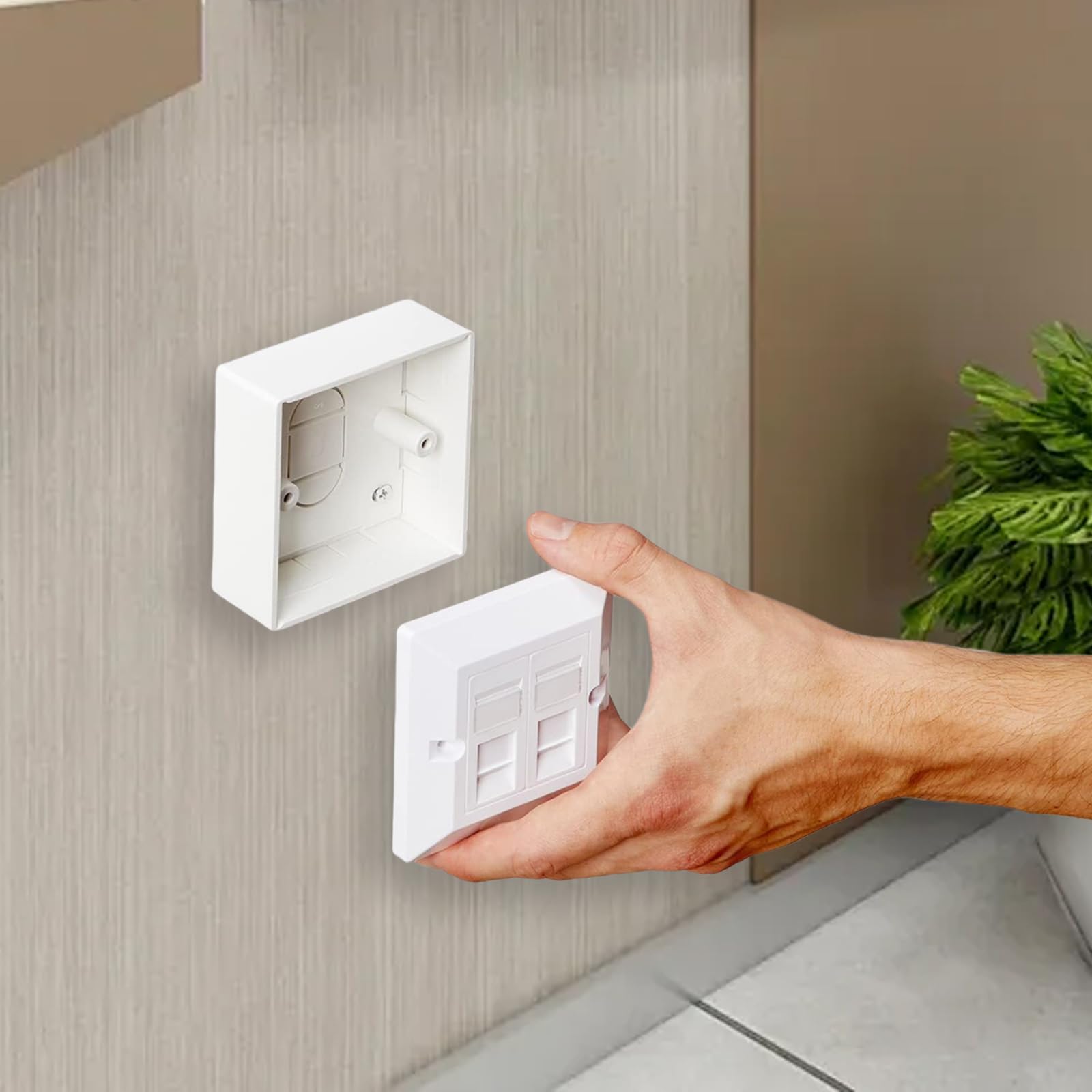 NIYATA 4pcs Surface Mount Back Box for Ethernet Wall Plates Single Gang 45mm Deep White (86x86x45mm) - Image 3