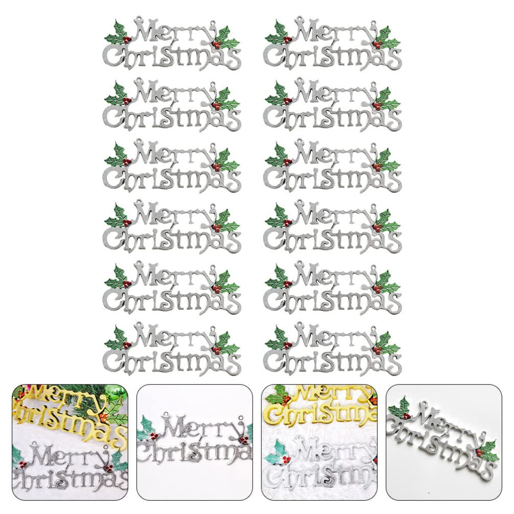 ifundom 12piezas Decoración Navideña Carteles De Puerta De Plástico Letreros Merry Christmas Para Interiores y Exteriores