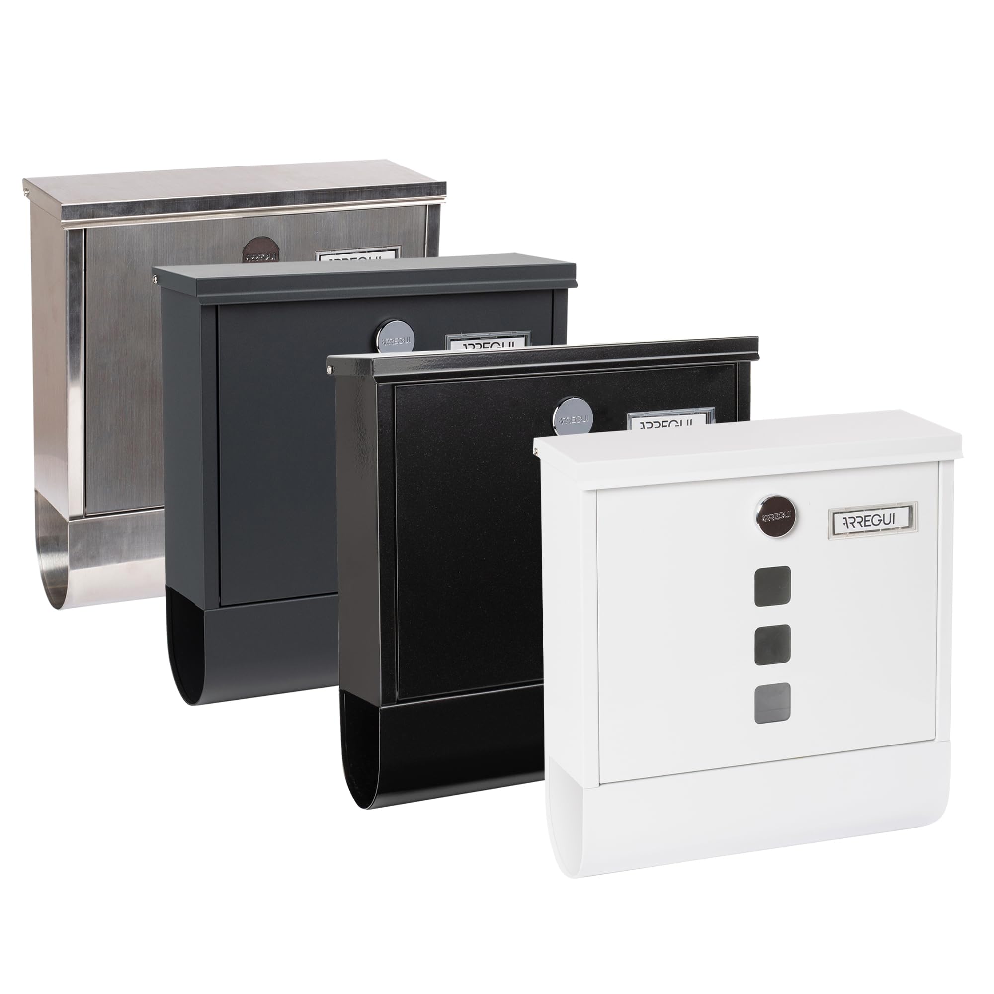 ARREGUI Chance E7005 Buzón Exterior de Acero con Portaperiódicos, Tamaño M (DIN A4), Buzón de Correo con Cerradura Tapada, Tarjetero y Soporte para Periódicos, Buzón de Pared Mediano, Antracita