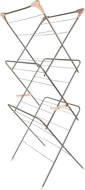 Beldray LA072498GRYEU Elegant Airer, Indoor Clothes Horse Rack, Collapsible Laundry Dryer, Foldable For Compact Storage, 15 M Drying Space, Fold Out Hooks For Hangers, 7 kg Capacity, Graphite Grey