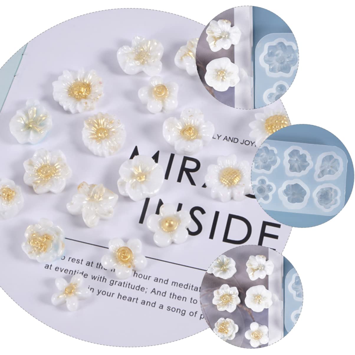 OSALADI 3 Series Moldes De Silicona Para Manualidades De Flores Herramientas Diy Para Decoración De Jabones Y Adornos Epóxicos Moldes No Adhesivos Y Fáciles De Limpiar 3 Piezas*3