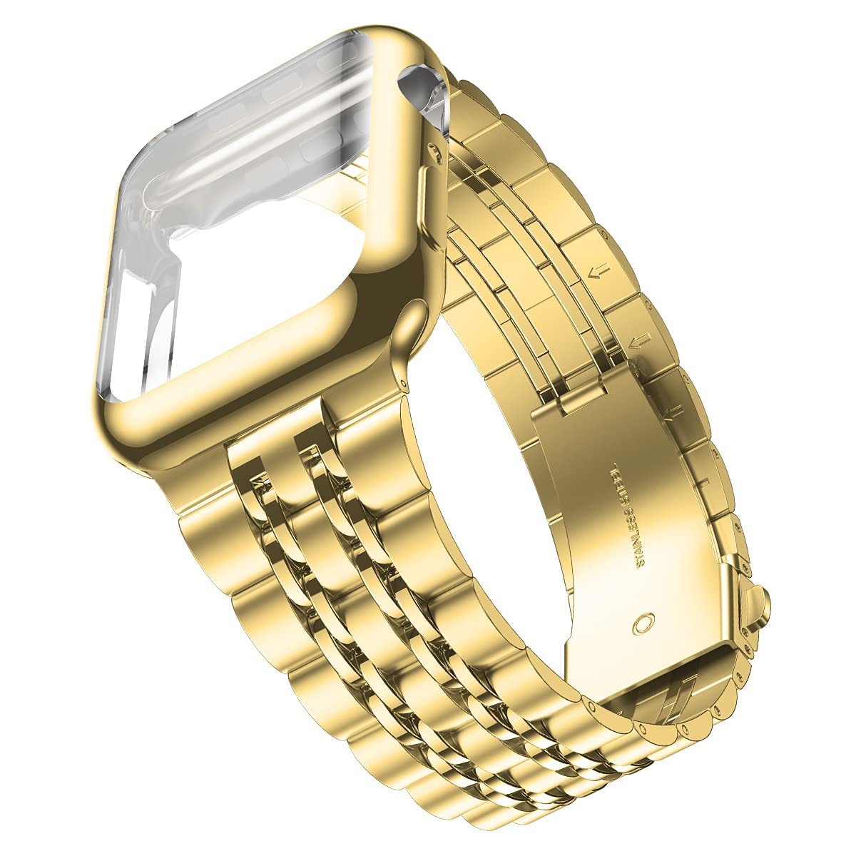 Wolait Compatible with Apple Watch Bands for Men 49mm 46mm 45mm 44mm 42mm 41mm 40mm 38mm,Stainless Steel Metal iWatch Bands with Screen Protector Case for Apple Watch Series11-1SE3/2/1,Ultra 3 2 1
