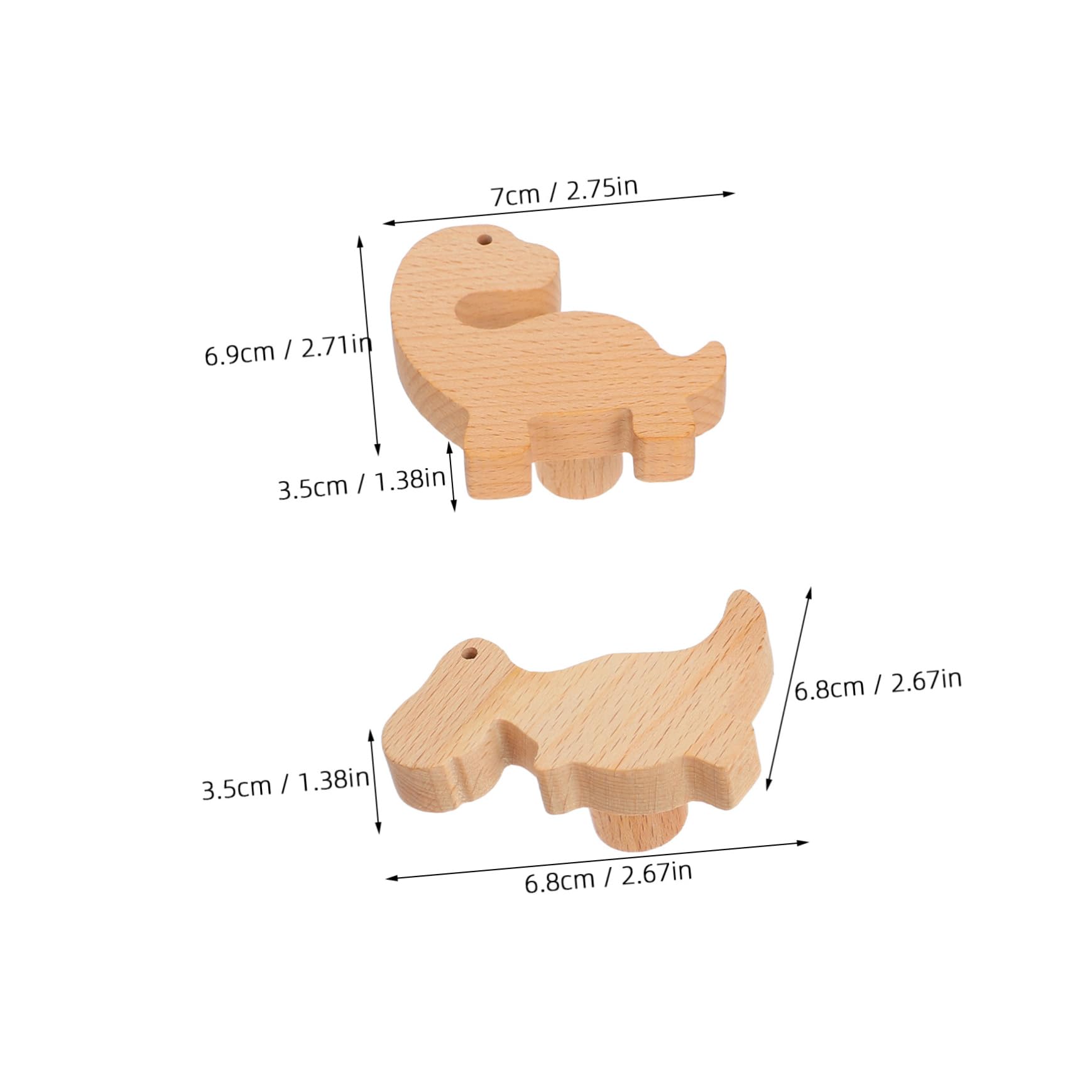 FUNOMOCYA Wooden Dinosaur Drawer Knobs 6pcs Dresser Handles Animal Cabinet Knobs Easy Install with Screws Adhesive