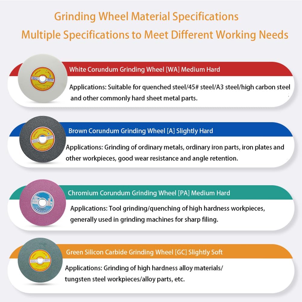 Bench Grinder Wheel White Corundum Replacement High-Accuracy, Low-Vibration Wheel for Sharpening Tools Blades 100Grit,24 grit