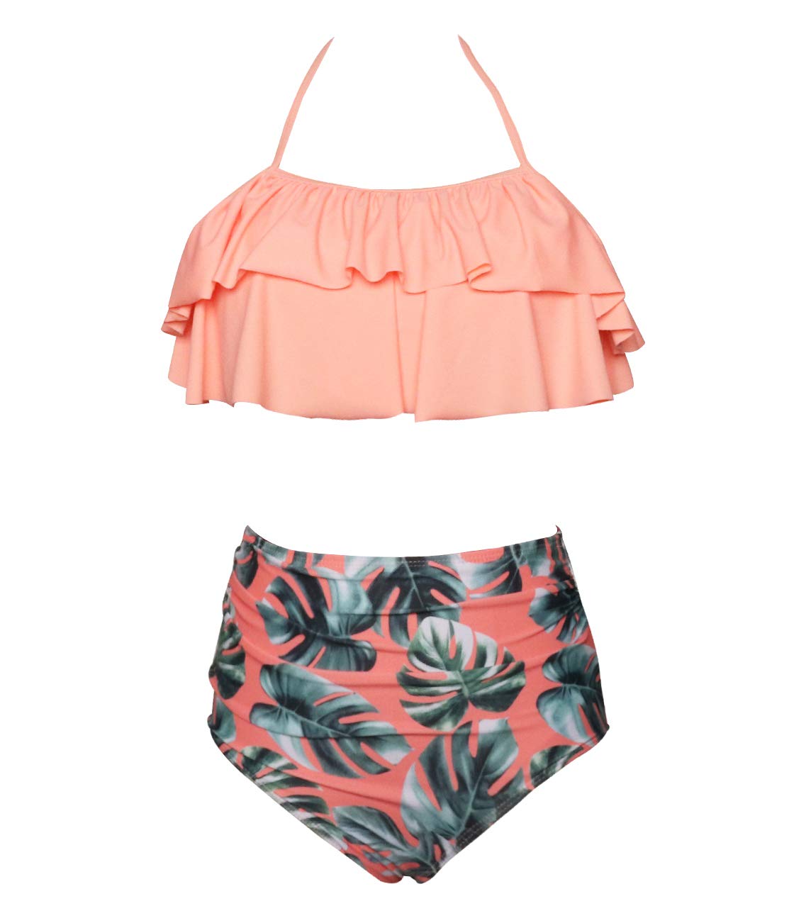 Summer Swimwear Big Little Girls Two-Pieces Swimsuit Toddler Bathing Suit Bikini 152 Coral Orange