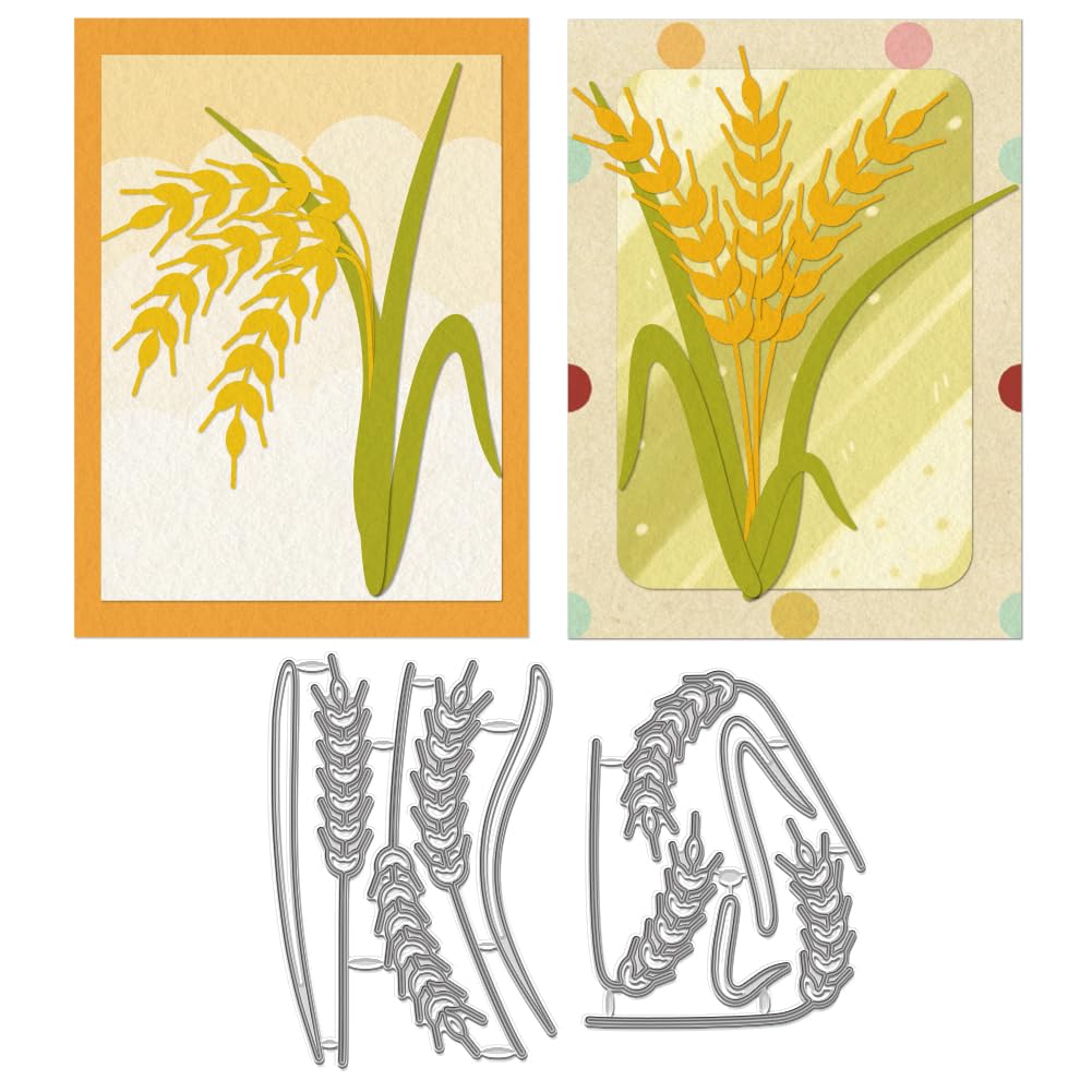 WADORN Wheat Metal Cutting Cut Dies, Automne Wheat Metal Embossing Stencil Template Plant Autumn Wheat Harvest Carbon Steel Crafting Die Cut for DIY Scrapbooking Photo Album Decorative Paper Cards