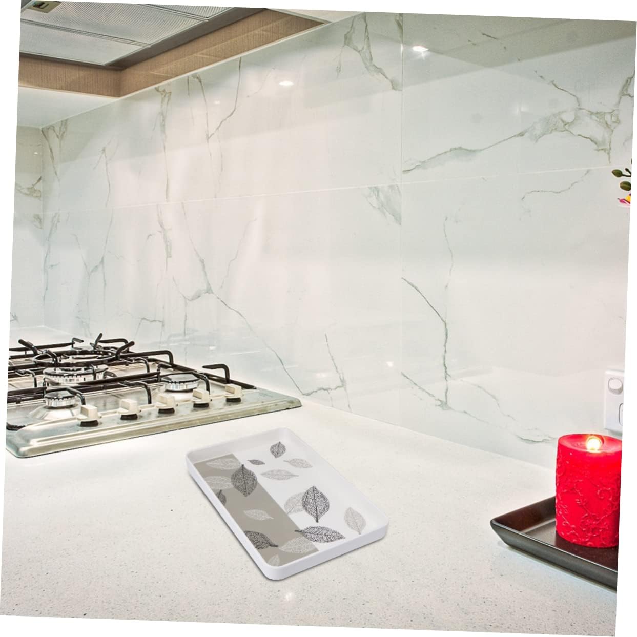 Ciieeo Rectangular Serving Tray Large Decorative Tray for Fruit Tea Cup Snack Breakfast Kitchen Home Restaurant Light Grey