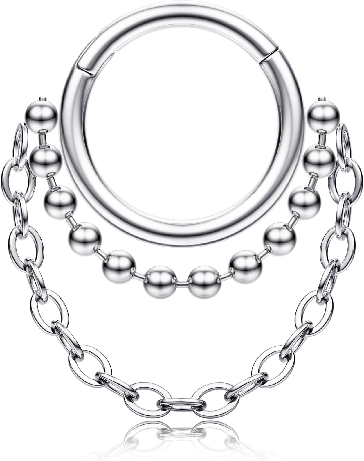 16G/18G Septum Rings Clicker - 316L Stainless Steel Hinged Hoop Nose Rings for Women Dangle Earrings Hoop Cartilage Conch Piercing Jewellery Tragus Daith Helix 14k Gold Plated/Silver 8/10MM