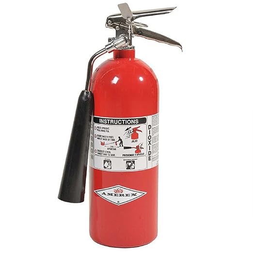 Amerex 322, 5lb CO2 Fire Extinguisher with Chrome Plated Brass Valve & Wall Hanger