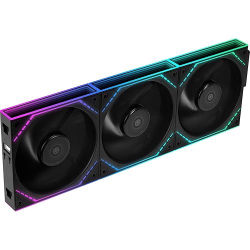 TL-M12Q X3 120mm ARGB PC Case Fans – Daisy-Chain Connection, 2000RPM, 68.9 CFM High Airflow, Infinite Mirror Lighting (Black, 3-Pack)