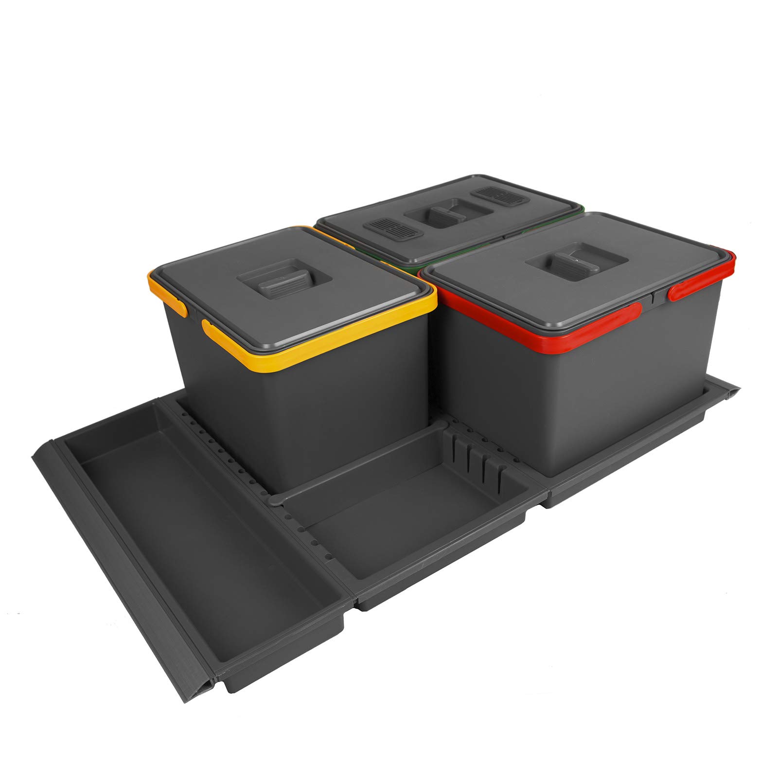 SOTECH Abfallsammler Metropolis PTC28 08050 7F 15+15+15L mit Deckel | Müllsystem für Auszug Korpusbreite 80 cm