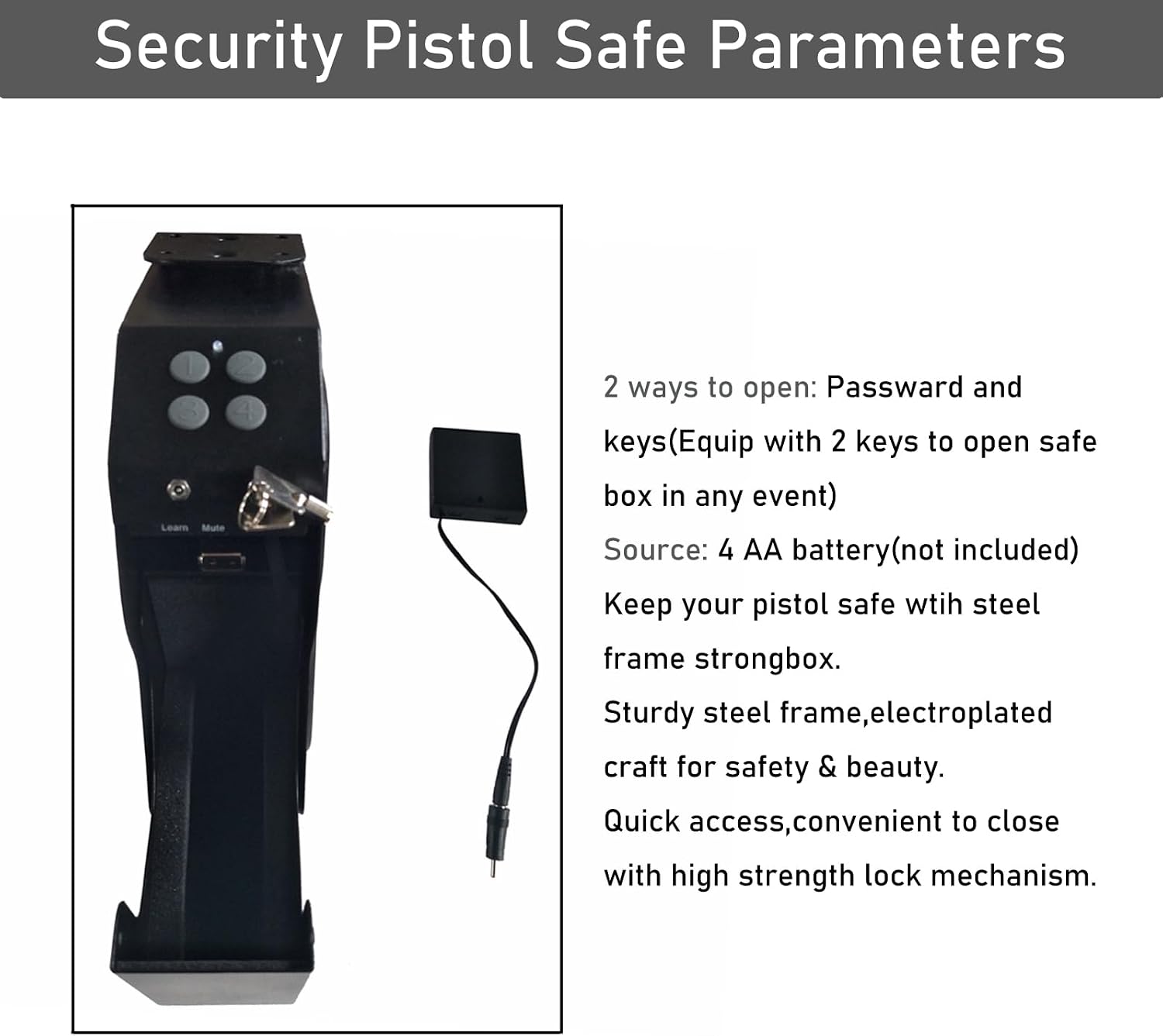 INTSUPERMAI Security Pistol Safe Gun Safe Pistol Strongbox Handgun Safe Box for Used for Safe Storage of Pistol Security