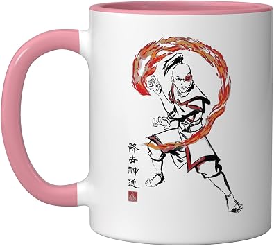 The Last Airbender Zuko Fire Sign Ceramic Mug, Pink/White