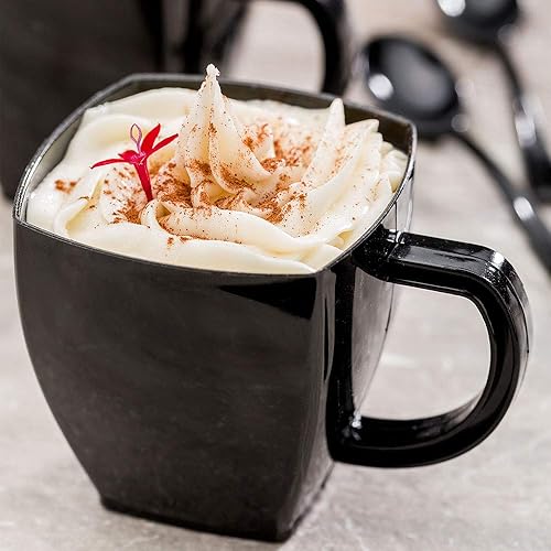 Miniatura 6 de Restaurantware Tazas de café de plástico de 5 onzas, 100 tazas cuadradas de expreso, desechables, pequeñas, vasos de plástico Seagreen con asas,