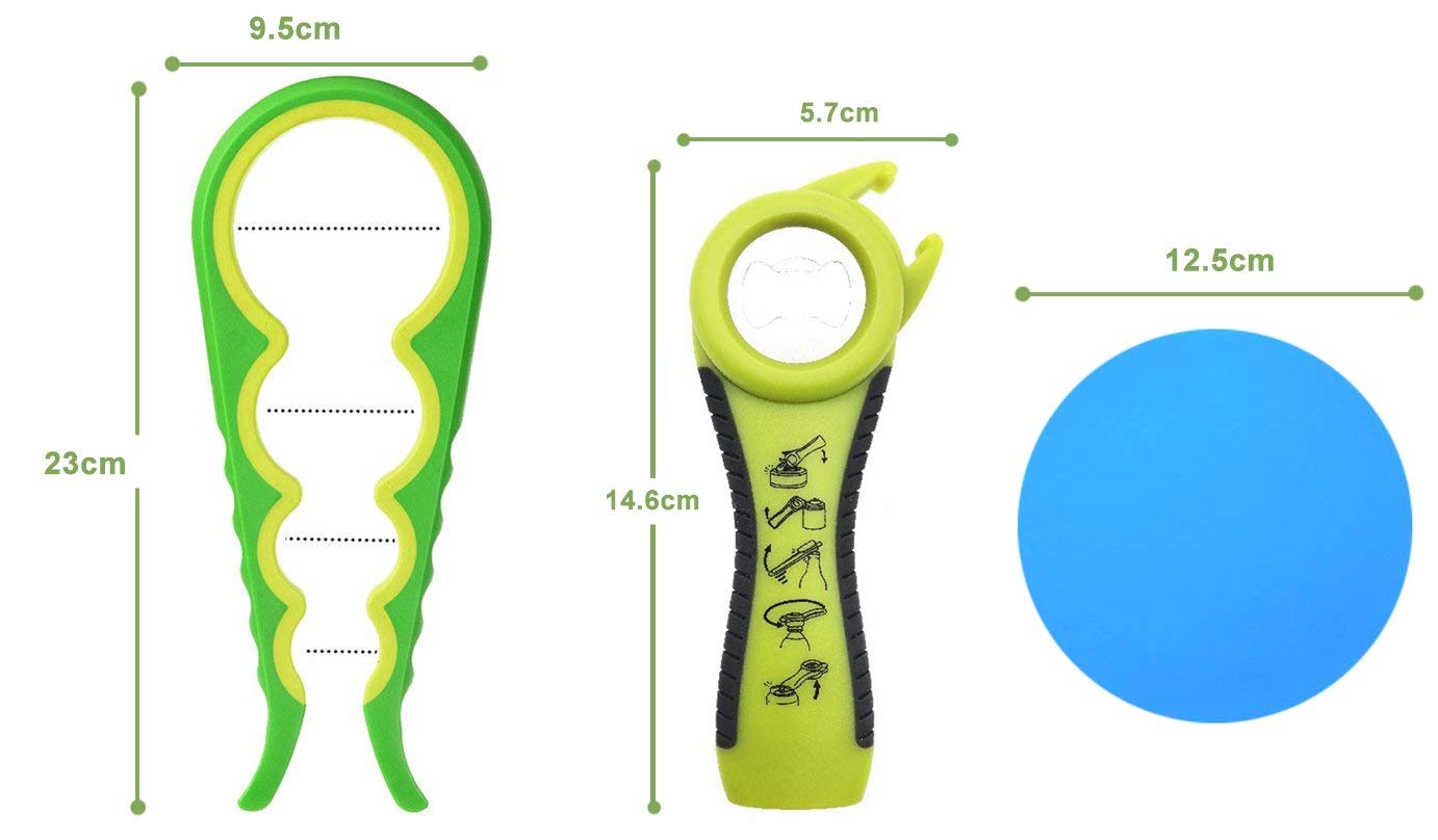 Ouvre Boite Manuel 3 en 1 Conception Magnétique Multifonction Ouvre Bouteille de Bière Ouvre Conserve Outil de Cuisine pour Les Mains Faibles Personnes âgées et Patients D'arthrite (Jaune