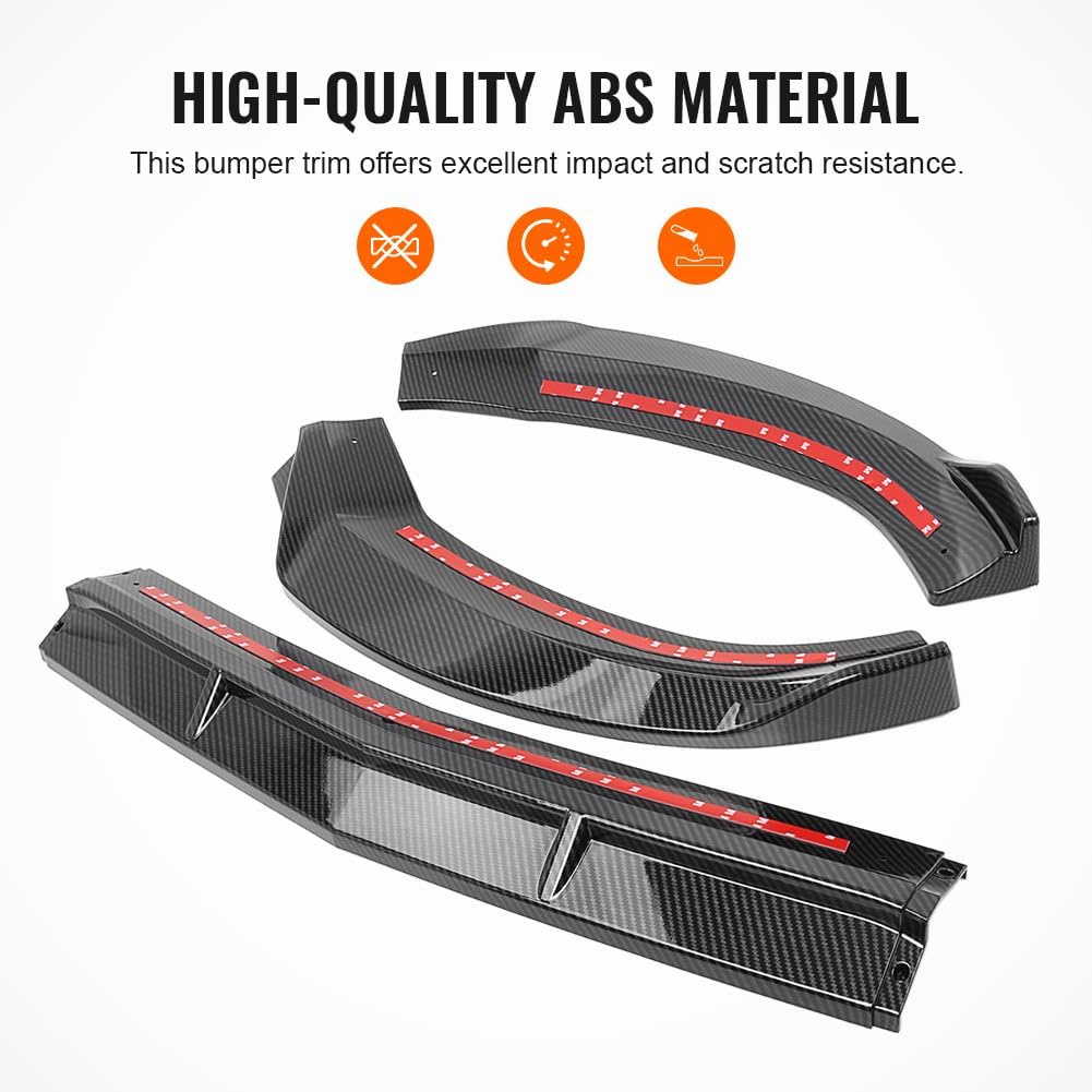 GZYF Front Bumper Lip Chin ABS Spoiler Splitter Diffuser Protector Body Kit for Benz 2015-18 C-Class W205 Sport DP Style, Carbon Fiber