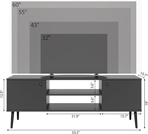 Miniatura 6 de furtble Soporte de TV con almacenamiento, consola multimedia de madera para TV de 5560 pulgadas, gabinete de almacenamiento de TV moderno, centro de