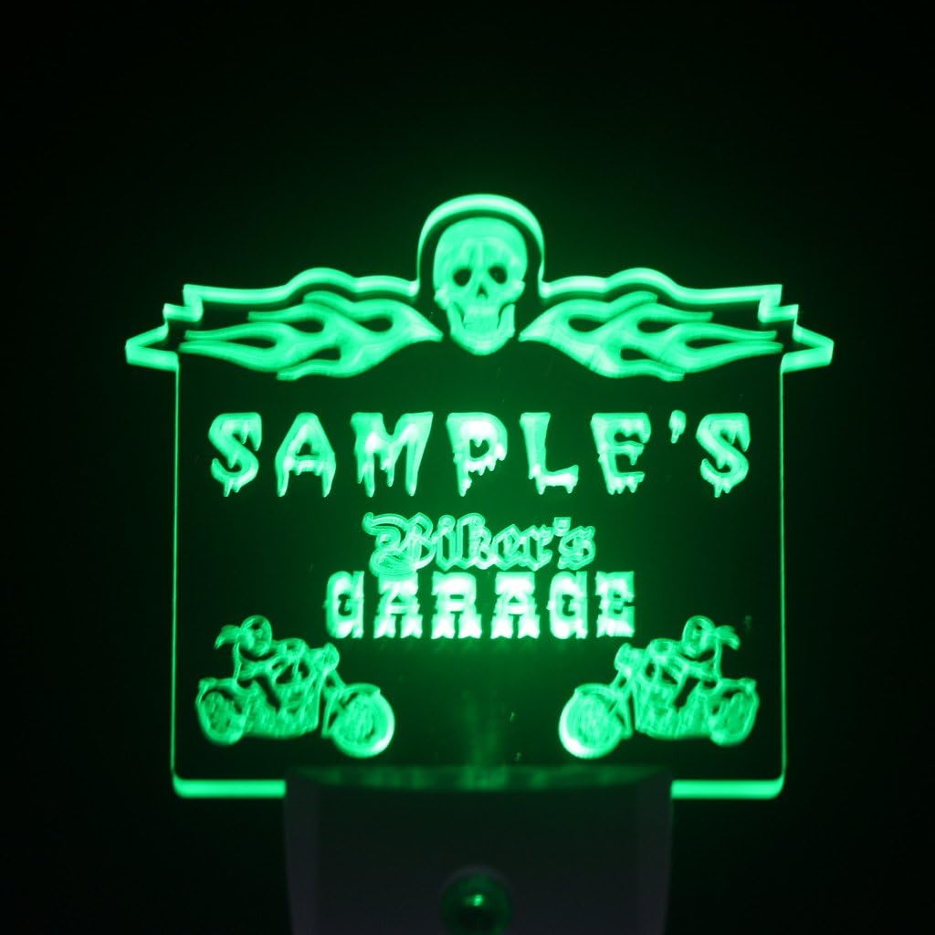 ADVPRO wsqu-tm Name Personalized Custom Biker's Garage Motorcycle Repair Bar Day/Night Sensor LED Sign
