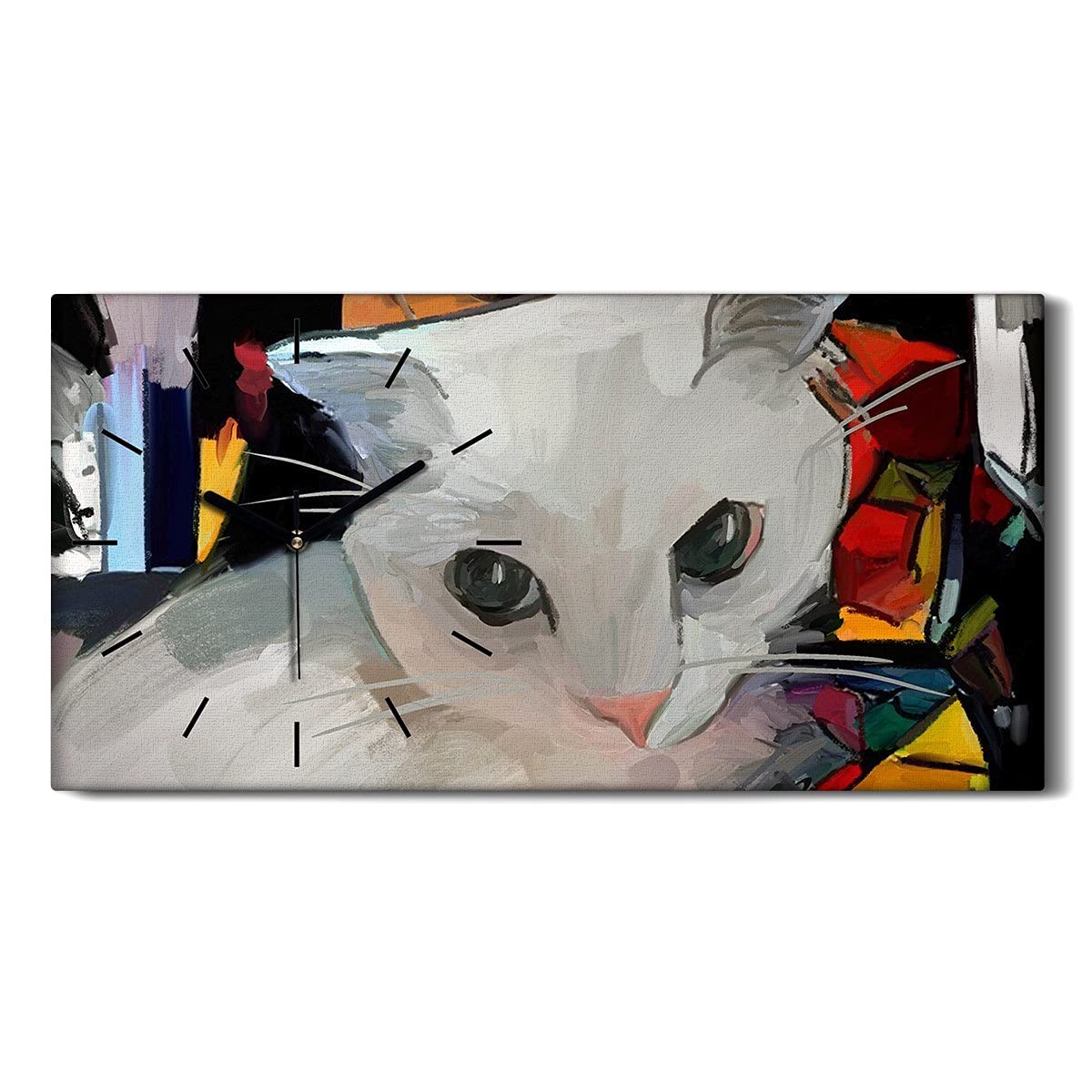Horloge silencieuse chat abstrait 60x30cm art moderne salon