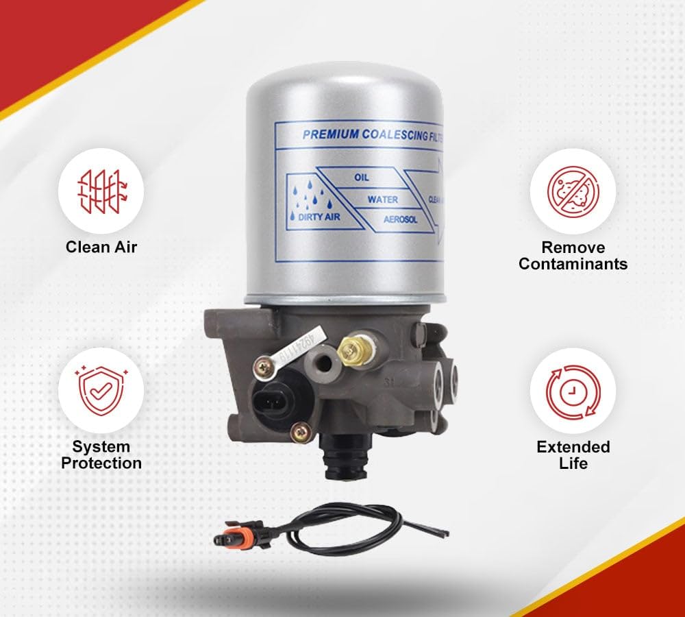 Mytee Products 2 - Pack R955082 Air Dryer, Oil Coalescing System Saver 1200UP - 12 Volt Dedicated Purge Tank Replaces Wabco 4324210030 432421032R, Freightliner TDA R955082, Meritor S4324210337