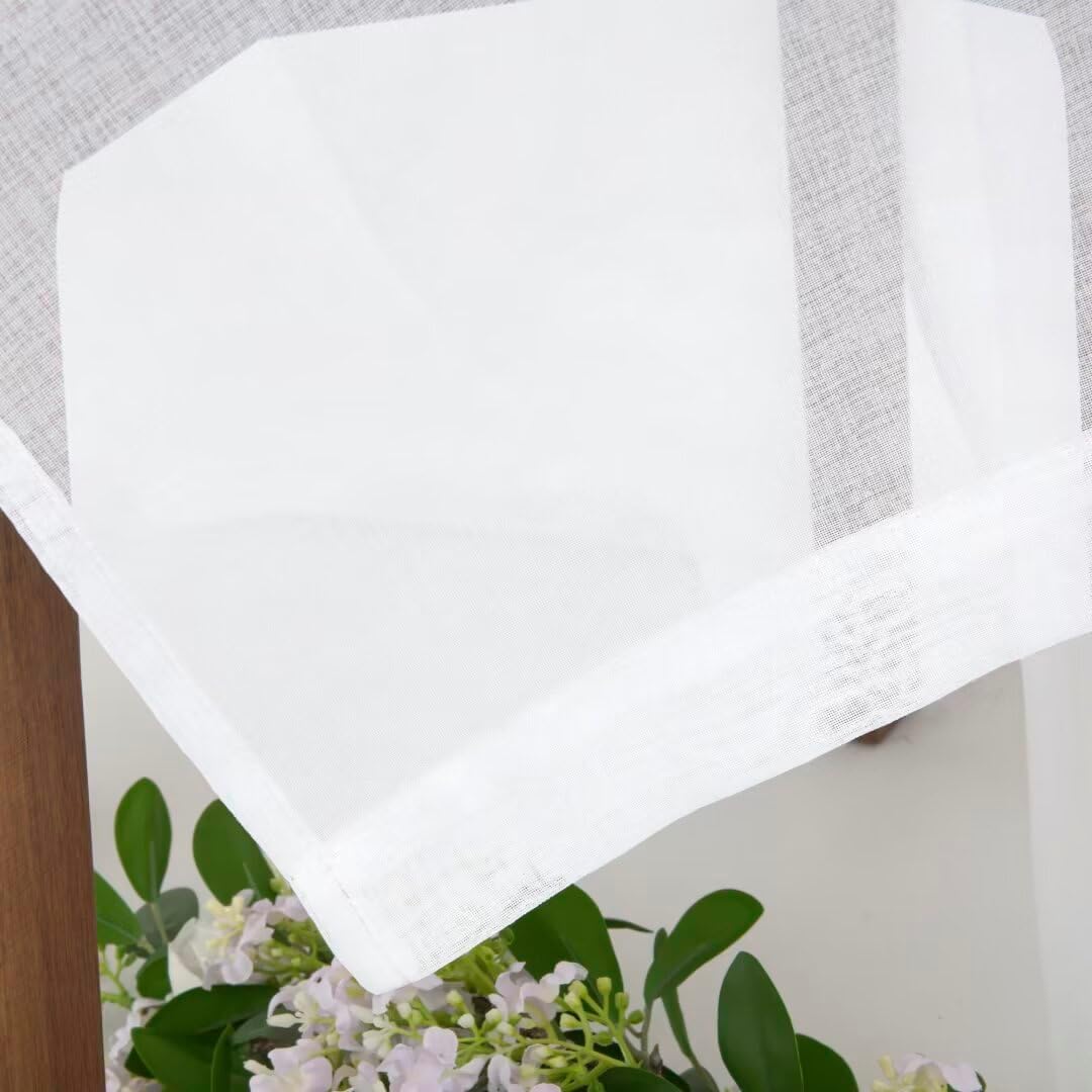 youleyar White Sheer Outdoor Curtains for Patio Waterproof 2 Panels Linen Look Rod Pocket Indoor Voile Curtain for Living Room, Bedroom, Porch, Pergola, Cabana, Gazebo(52x96 Inch, White)