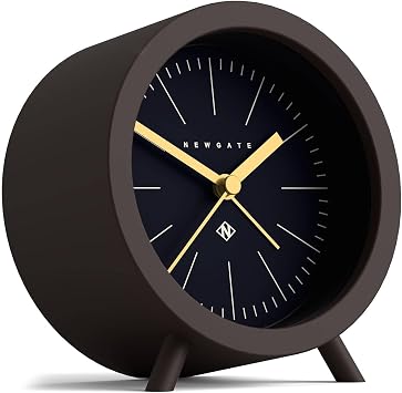 NEWGATE Fred Alarm Clock | Modern Barrel Design | Chocolate Brown and Blue | Ideal for Bedside, Desk or Shelf | Modern Retro Scandi Bedroom & Office Accessory