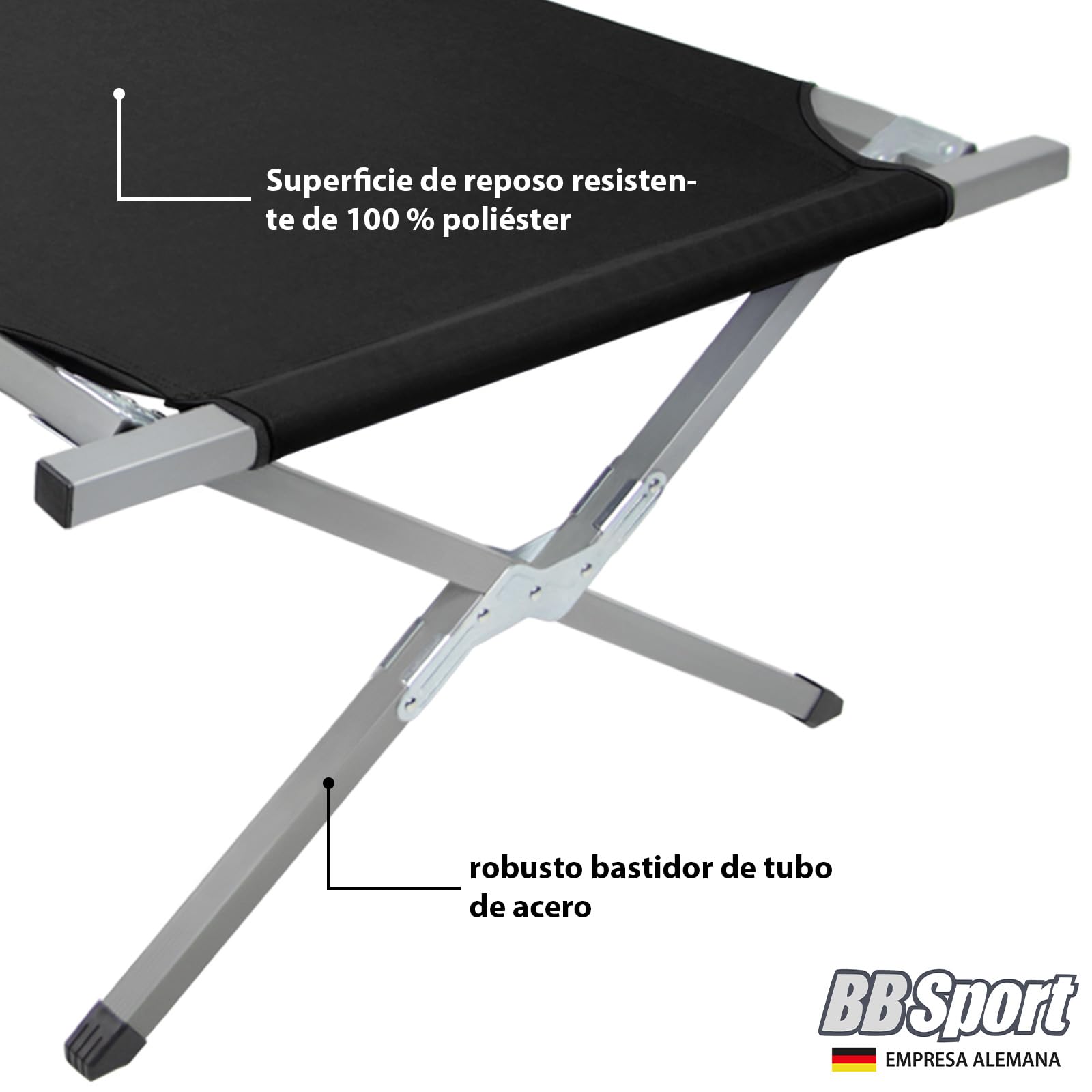 BB Sport Cama Camping XXL Militar Plegable 210 x 72 x 45 cm Robusta 200 kg Cargable Tumbona Portátil Viaje Cómodo Estable Tejido Oxford 600D Bolsa de Transporte Acampar