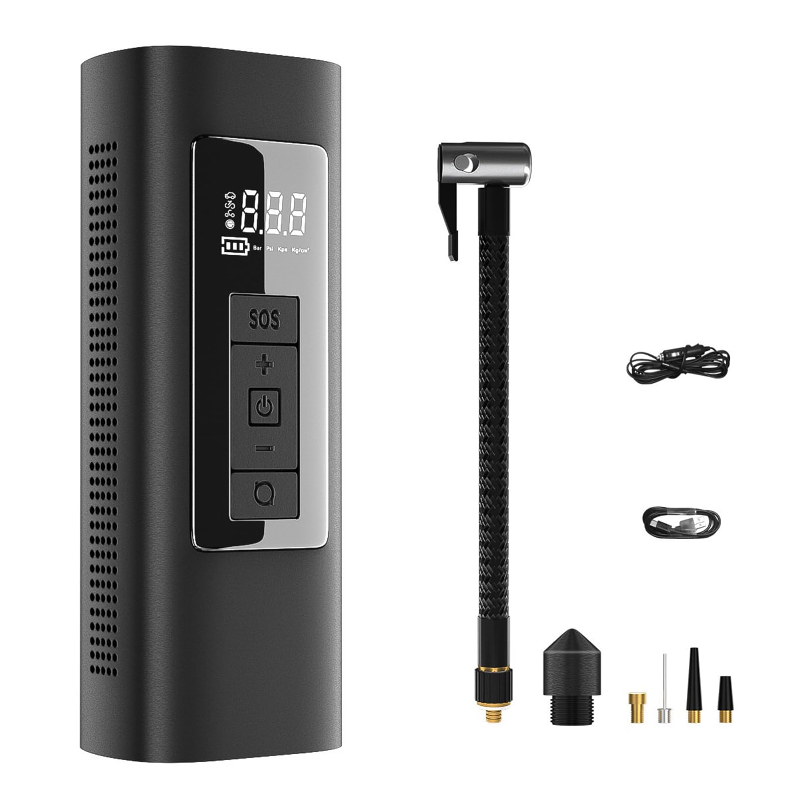 Hsioluted Electrical Tire Inflator Air Compressor Car Motorbikebicycle Electric Tyre Inflatable Pump With Digital Display Tire Pumps For Automobiles Battery Car With Pressure Gauge Portable With Cases