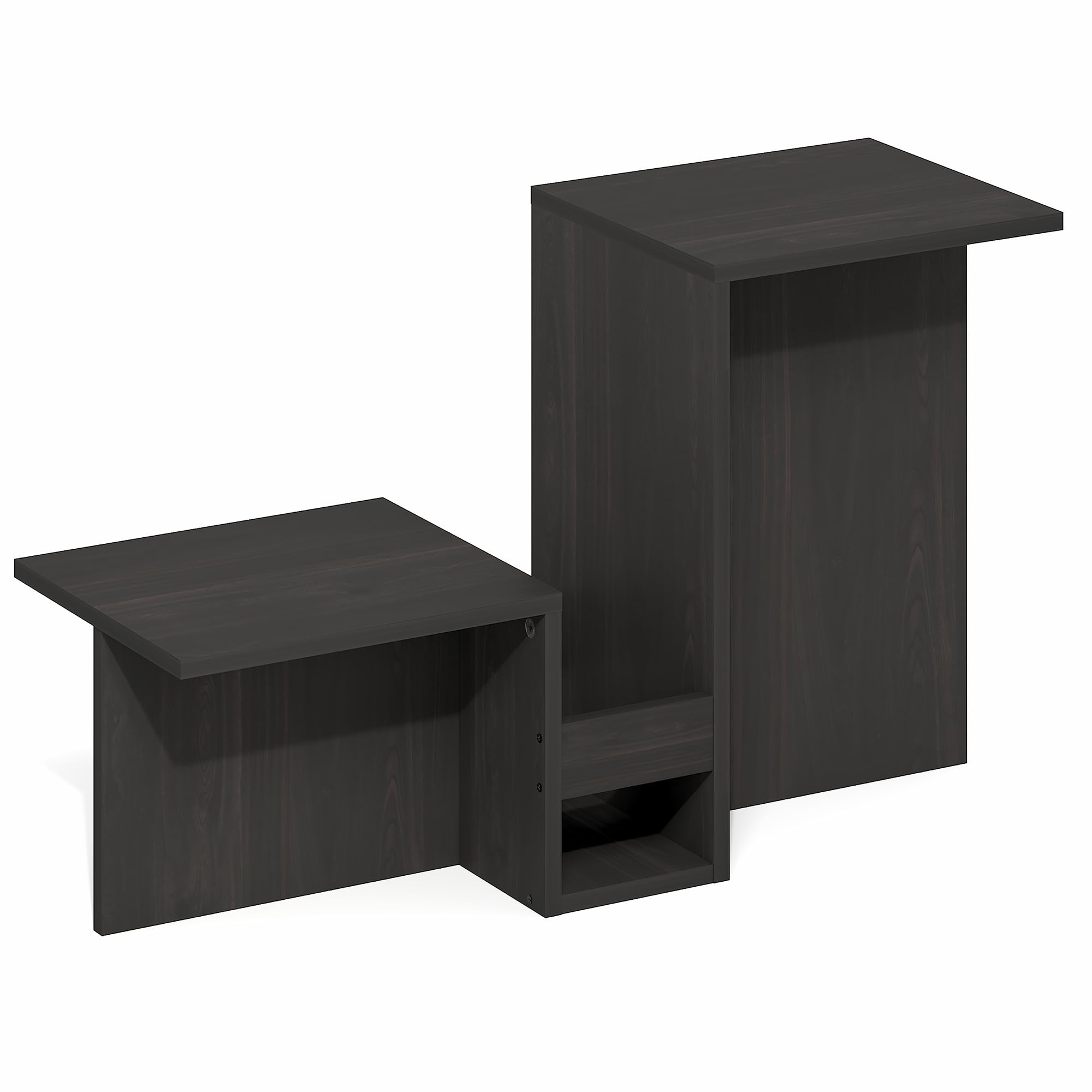 Furinno BOYATE Tavolino laterale, tavolino a forma di valle, tavolino con ripiano a più livelli e portariviste, per soggiorno, espresso