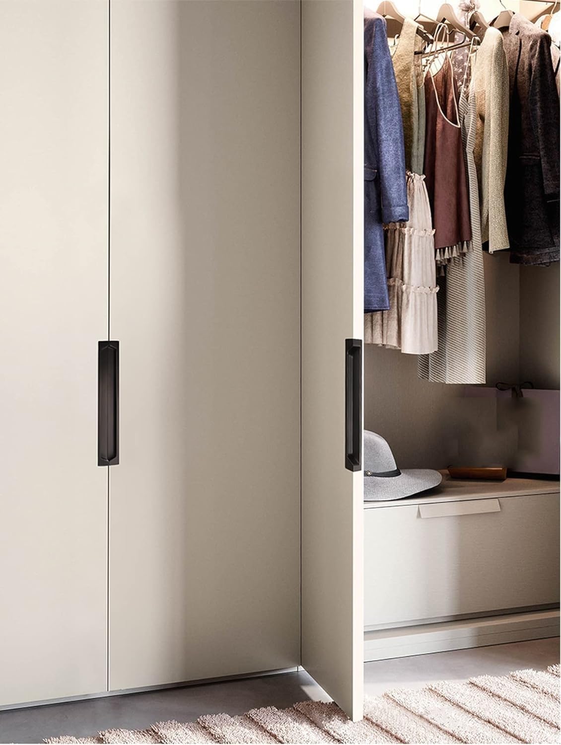 Cabinets Drawers Edge Pulls,2pcs sliding door hardware,kitchen door handles, Hidden Handles Drawer Knob Hidden Cupboard Handle Gold Tatami Sliding Door Handle Concealed Invisible Handle(Matte Black,19