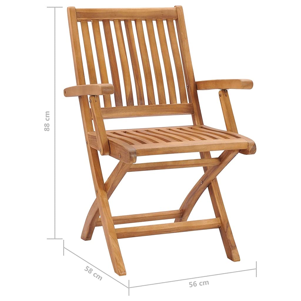vidaXL 4X Madera Maciza Teca Sillas de Jardín Plegables con Cojines Sillón Exterior Terraza Balcón Patio Asiento Butaca Muebles Mobiliario Duradera
