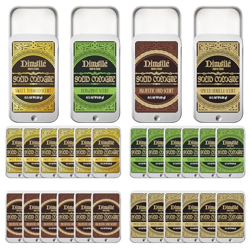 24 Pcs Solid Cologne for Men Solid Perfume 0.5 oz Men's Cologne Gift Set Including Sweet Tobacco, Bergamot, Majestic Oud, Spiced Vanilla, Scent Fragrance Gifts for Travel Size