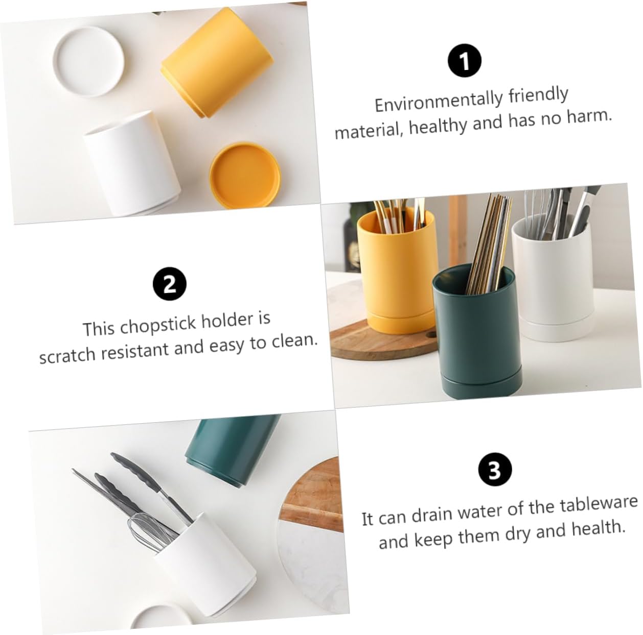 ULTECHNOVO Ceramic Chopstick Holder with Drainage Base Multi-functional Utensil Organizer Kitchen Storage Solution for Chopsticks and Cutlery