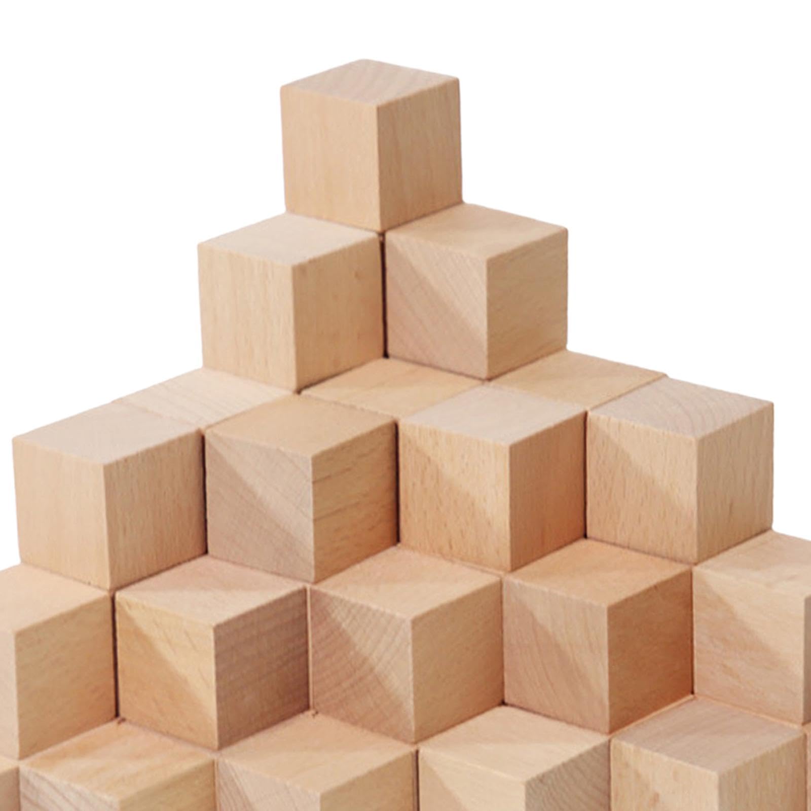 50 Pezzi di Blocchi di Legno per Costruzioni, Giochi di Conteggio, Apprendimento, Mini, Giocattoli di Ordinamento, Piccoli Cubi per Bambini, Marrone, L
